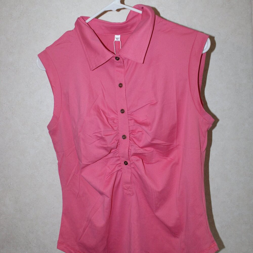Pink Button-Down Sleeveless Blouse – Size M